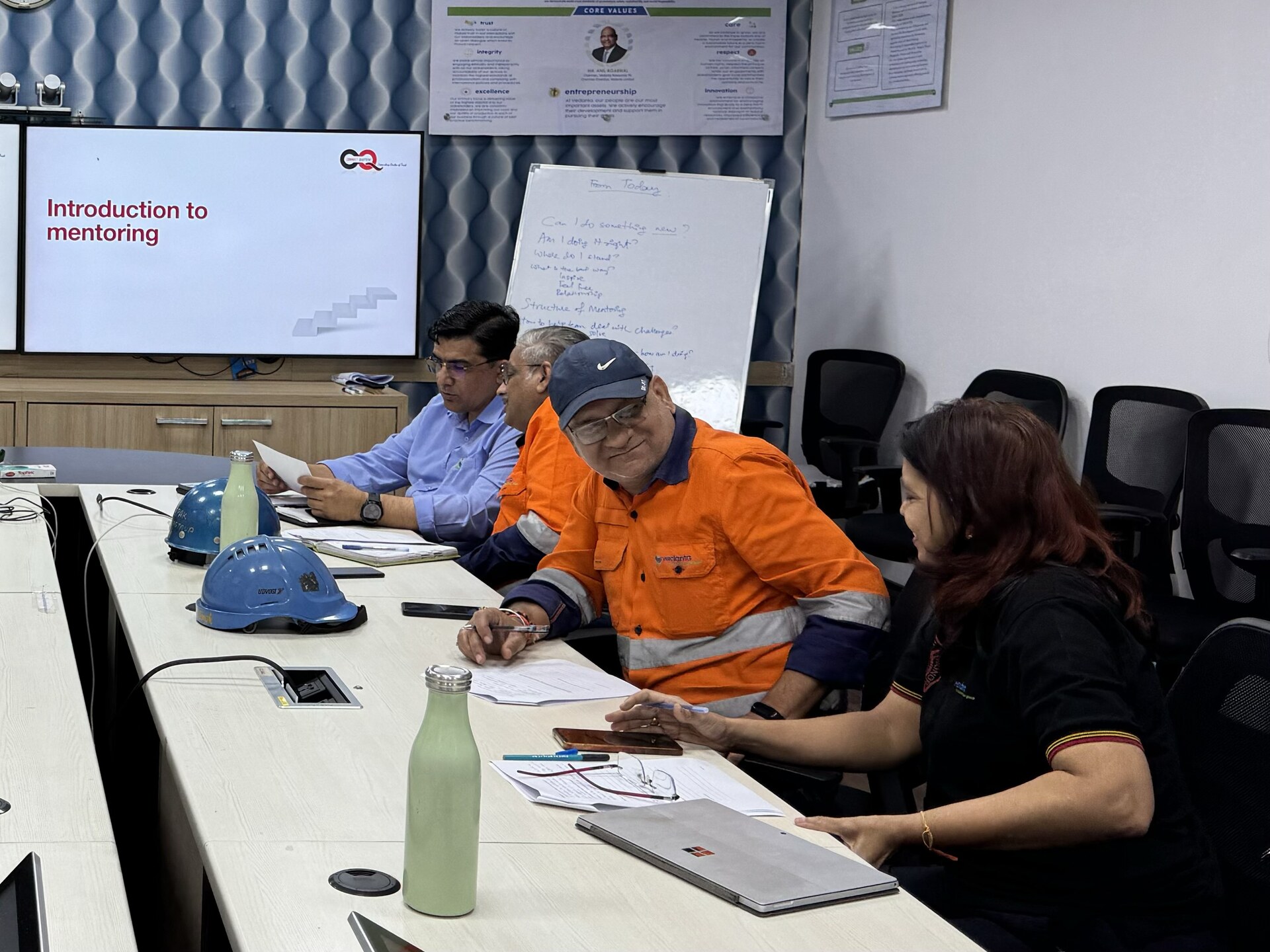 ESL Steel leaders working through an introduction to mentoring session