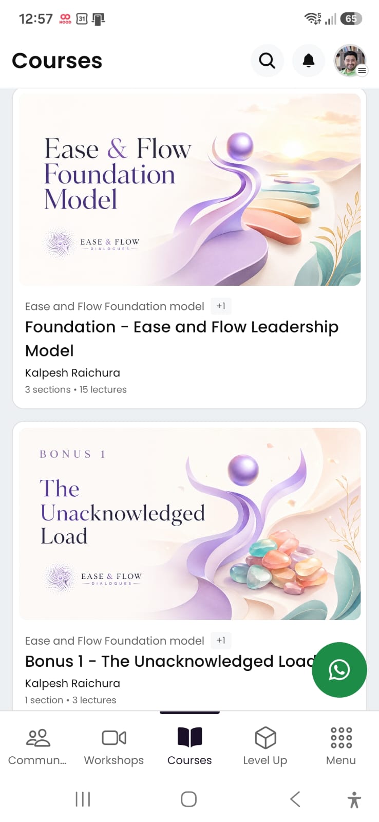Structured courses inside the Ease and Flow Dialogues app
